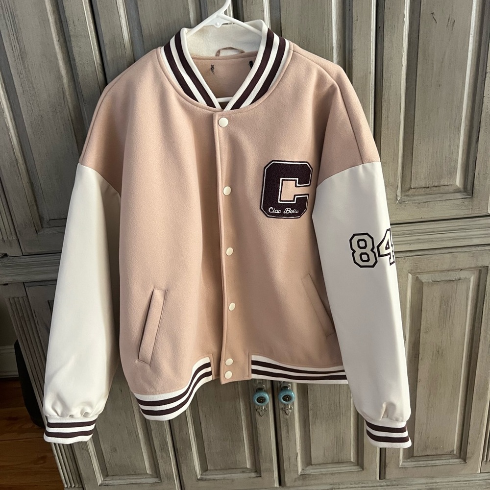 Forever 21 Pink and White Bomber Jacket